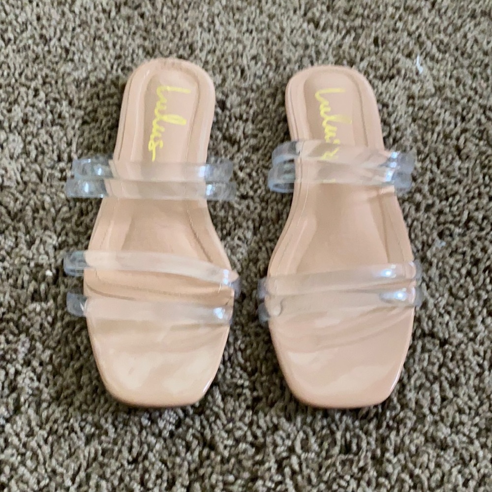 Nude slides with clear straps